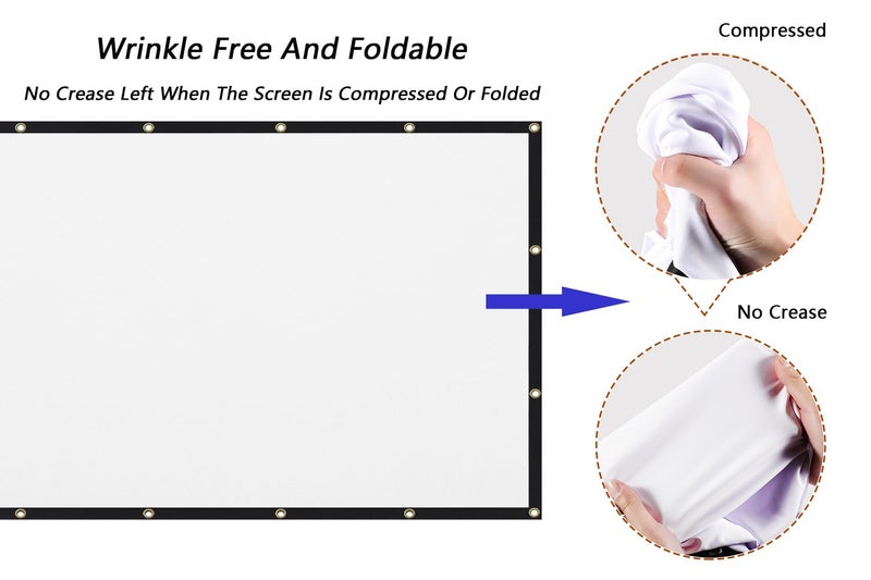 Mdbebbron 150 inch Projection Screen 16:9 Foldable Anti-Crease Portable Projector Movies Screen for Office Home Theater Indoor Outdoor Support Double Sided Projection - Image 2